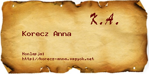 Korecz Anna névjegykártya