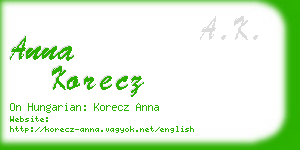 anna korecz business card